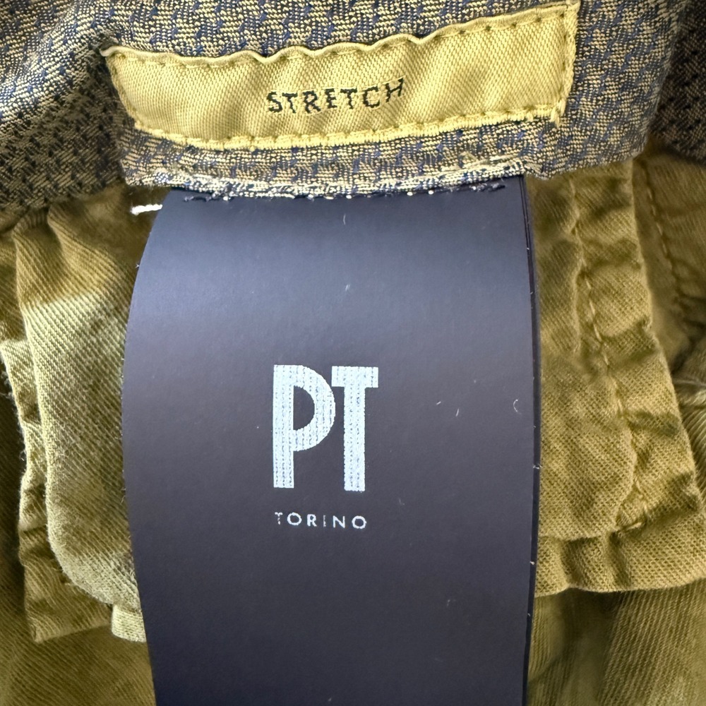 PT Torino Corduroy Pants Mens 52 36x30 Lime Green Slim Fit Stretch Cuffed Italy - Picture 6 of 12